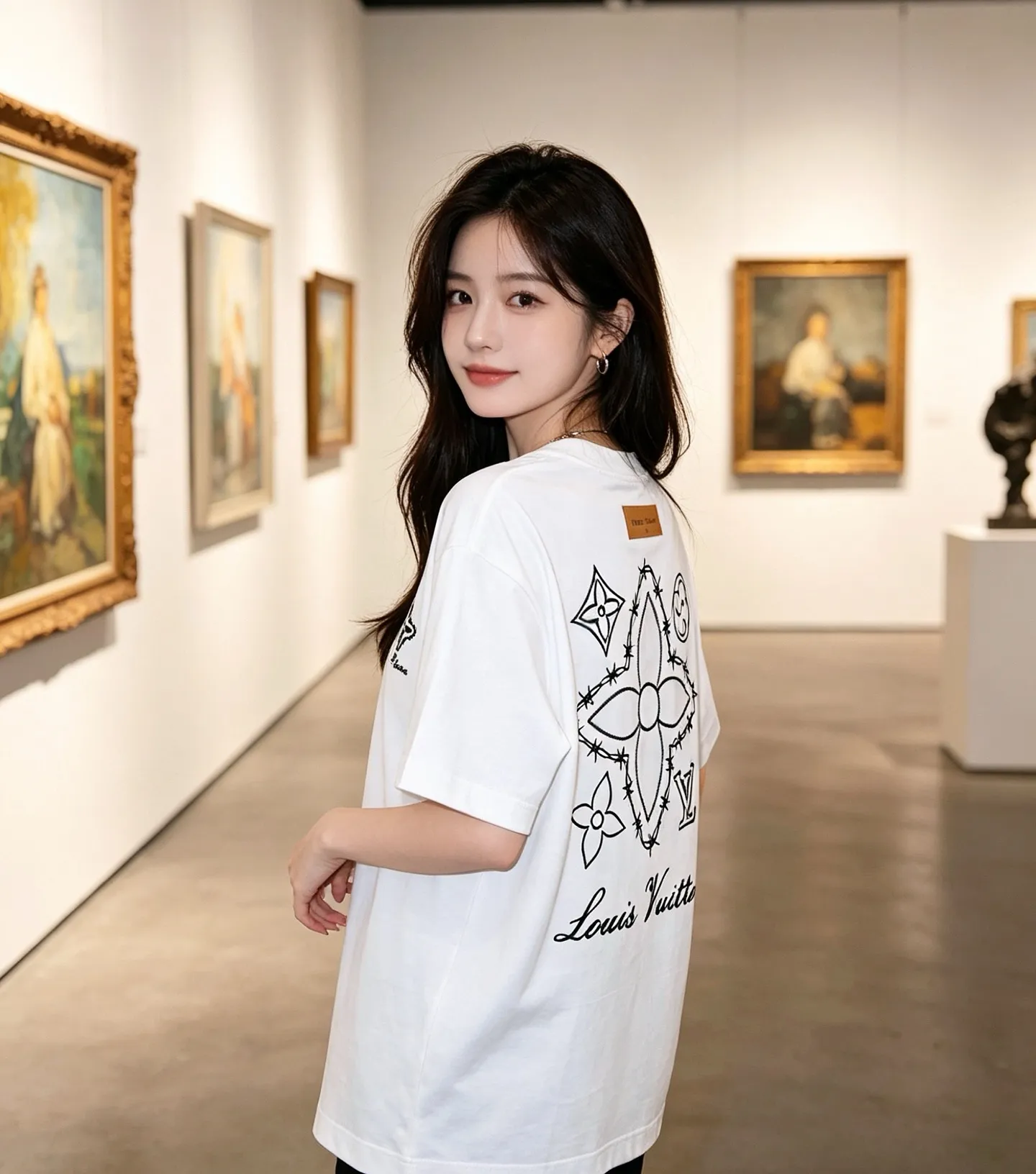 Louis Vuitton/Louis Vuitton four-leaf clover old flower embroidery round neck short sleeves